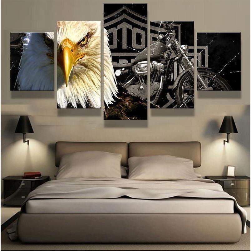 Wall Art Décor Ready t Harley Davidson Motorcycles Picture on Stretched Canvas 