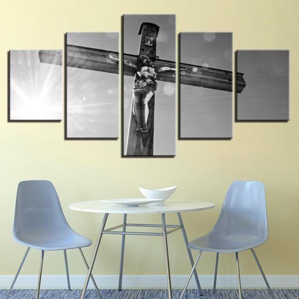 Jesus Christ in Cross Religious 5 Pieces Canvas Art Print Picture Wall Decor 