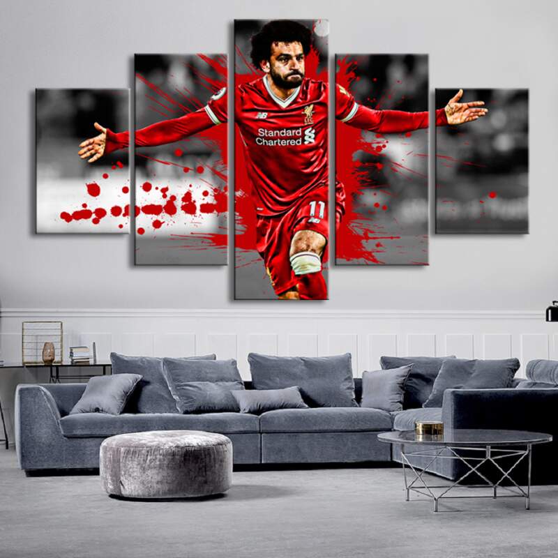 Football Fan Mohamed Salah Liverpool Canvas Frame Her Sports Canvas Wall Art Man Cave Gift for Him Kids Wall Decor