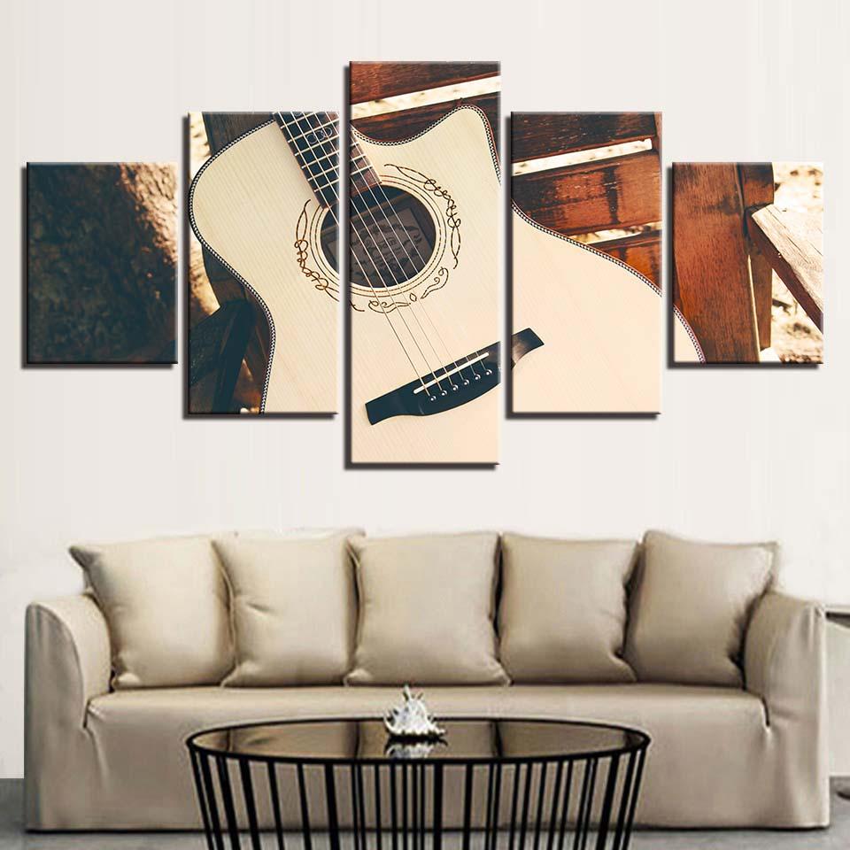 Acoustic Guitar  MUSIC    Canvas Art Print Box Framed Picture Wall Hanging BBD 